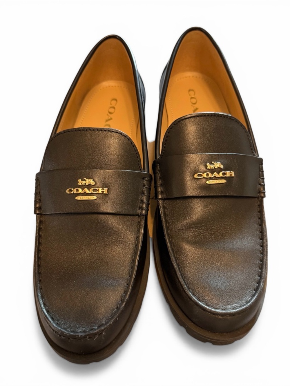 Coach Jaime Loafer leather w/gold hardware Size 7. Worn 3x inside only